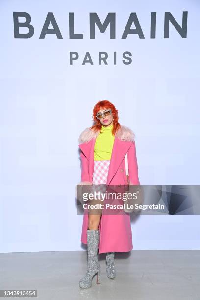 Miranda Makaroff attends the Balmain Festival as part of Paris Fashion Week Womenswear Spring/Summer 2022 at La Seine Musicale on September 29, 2021...