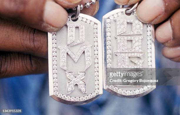 American rapper DMX's diamond dog-tags in March, 2004 in Los Angeles, California.