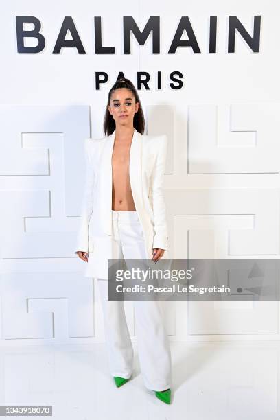 Lena Mahfouf attends the Balmain Festival as part of Paris Fashion Week Womenswear Spring/Summer 2022 at La Seine Musicale on September 29, 2021 in...