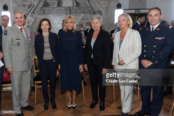 General Christophe de Saint Chamas, French Defence Minister Florence Parly, French First Lady Brigitte Macron, Secretary of State to the Minister of...