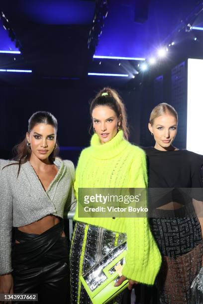 Camila Coelho, Alessandra Ambrosio and Leonie Hanne attend the Balmain Festival as part of Paris Fashion Week Womenswear Spring/Summer 2022 at La...