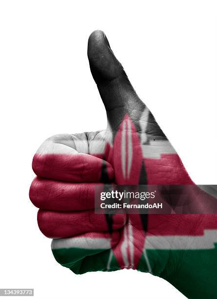 thumbs up kenya - kenya flag stock pictures, royalty-free photos & images