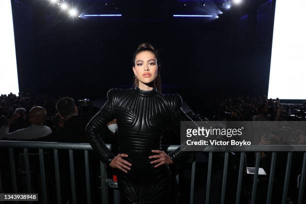 Amelia Gray attends the Balmain Festival as part of Paris Fashion Week Womenswear Spring/Summer 2022 at La Seine Musicale on September 29, 2021 in...