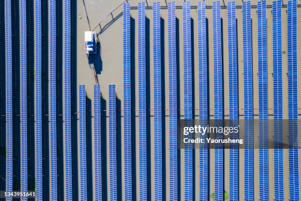 aerial view of  photovoltaic power generation  farm on the lake,shagnhai,china - natural repetition stock pictures, royalty-free photos & images