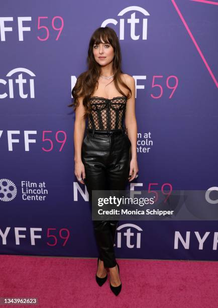 Dakota Johnson attends Netflix's "The Lost Daughter" premiere during the 59th New York Film Festival at Alice Tully Hall on September 29, 2021 in New...