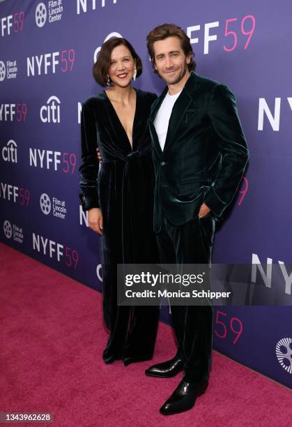 Maggie Gyllenhaal and Jake Gyllenhaal attend Netflix's "The Lost Daughter" premiere during the 59th New York Film Festival at Alice Tully Hall on...