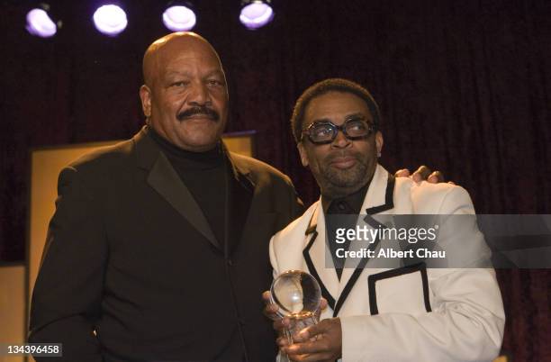 Jim Brown and Spike Lee during 50th Annual San Francisco International Film Festival - Film Society Awards Night at Westin St. Francis Hotel in San...