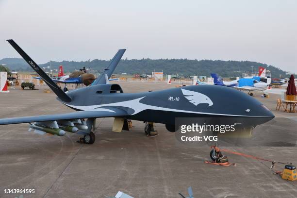 A medium altitude long endurance unmanned aerial vehicle developed by Chengdu Institute of Aviation Industry, is on display a day before the 13th...