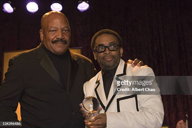 Jim Brown and Spike Lee during 50th Annual San Francisco International Film Festival - Film Society Awards Night at Westin St. Francis Hotel in San...
