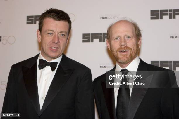 Peter Morgan and Ron Howard during 50th Annual San Francisco International Film Festival - Film Society Awards Night at Westin St. Francis Hotel in...