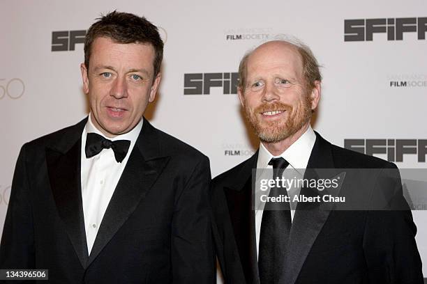 Peter Morgan and Ron Howard during 50th Annual San Francisco International Film Festival - Film Society Awards Night at Westin St. Francis Hotel in...