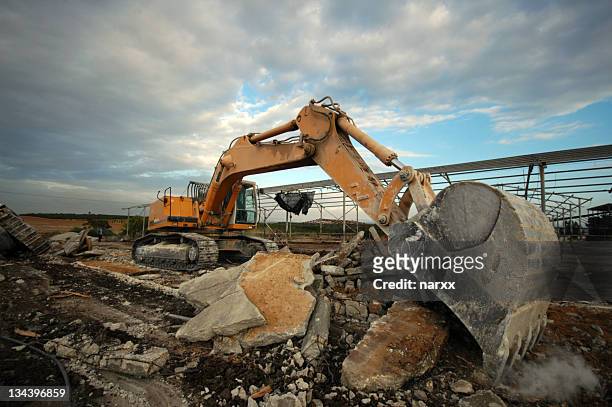 excavator (color) - cowshed stock pictures, royalty-free photos & images