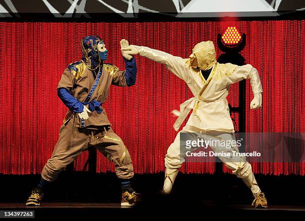 Jabbawockeez perform at the 2011 Fighters Only World Mixed Martial Arts Awards at the Palms Casino Resort on November 30, 2011 in Las Vegas, Nevada.
