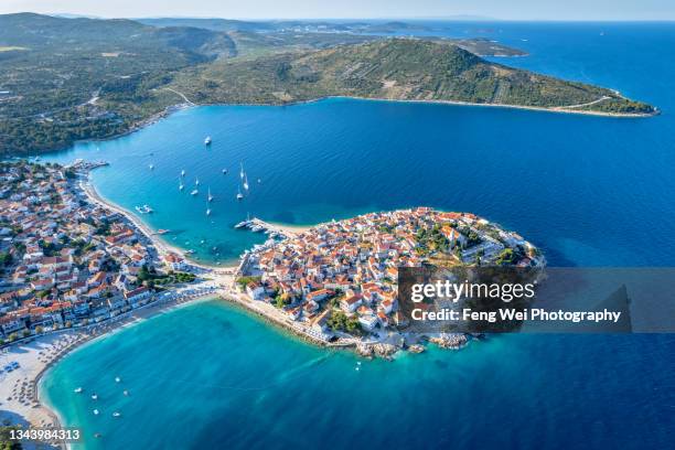 aerial view of primoten, sibenik-knin, croatia - knin croatia fotografías e imágenes de stock