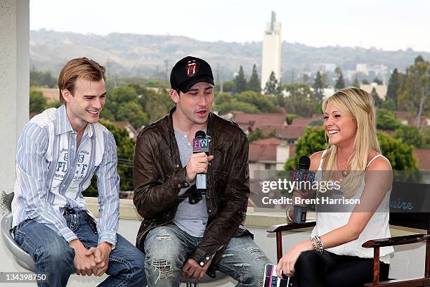 David Gallagher, Josh Sugarman, and Katie Krause at the "Trophy Kids" Press Junket at Hollywire Studios on June 8, 2011 in Los Angeles, California.
