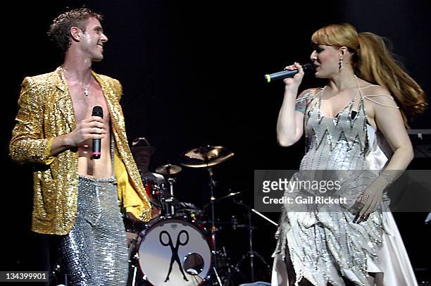 Jake Shears and Ana Matronic of Scissor Sisters during Scissor Sisters in Concert - October 23, 2004 at Apollo Manchester in Manchester, Great...