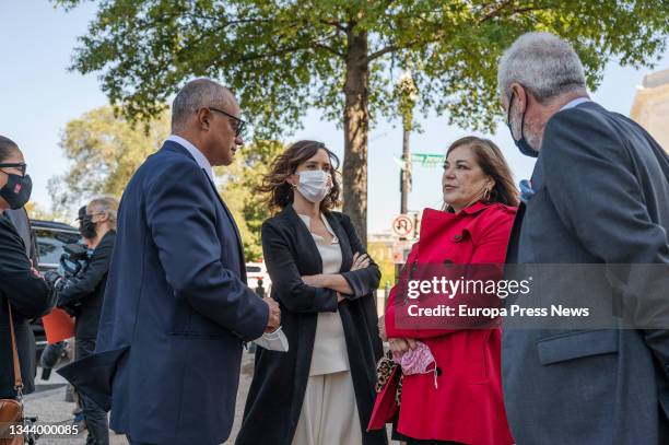 President of the Community of Madrid, Isabel Diaz Ayuso , meets with former U.S. Rep Loretta Sanchez in the vicinity of the U.S. Capitol building on...