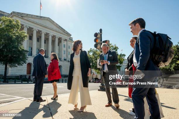 President of the Community of Madrid, Isabel Diaz Ayuso , in the vicinity of the U.S. Capitol building on September 29, 2021 in Washington, DC....