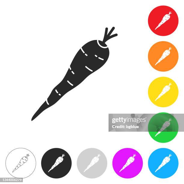 parsnip. flat icons on buttons in different colors - parsnip stock illustrations