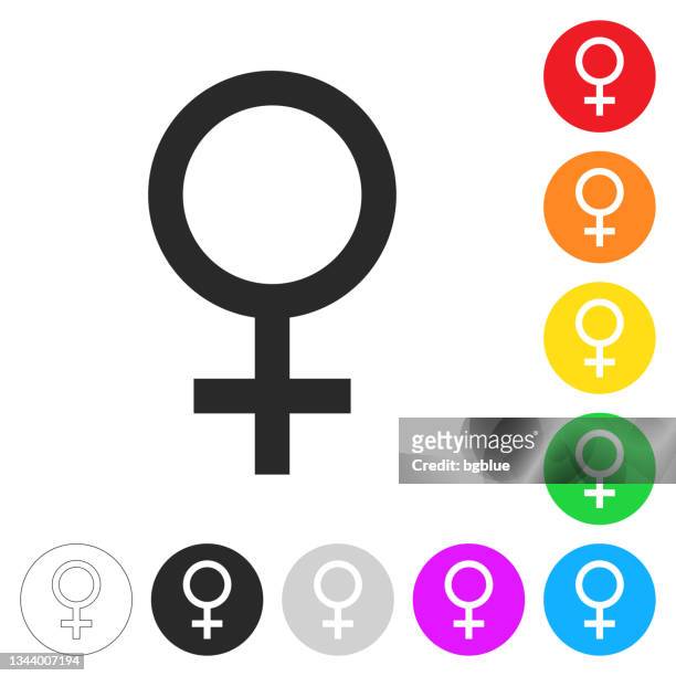 女性。異なる色のボタンのフラットアイコン - female symbol点のイラスト素材／クリップアート素材／マンガ素材／アイコン素材