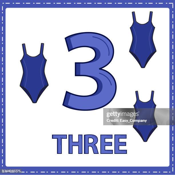 illustrations for numerical education for young children. so that children can learn to count the numbers 3 and 3 swimsuit as shown in the picture in the cloths category. - polyester stock illustrations