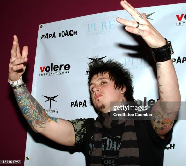 Jacoby Shaddix of Papa Roach during Dragonfly Clothing Launch Party Hosted by Papa Roach at Pure in Las Vegas, Nevada, United States.