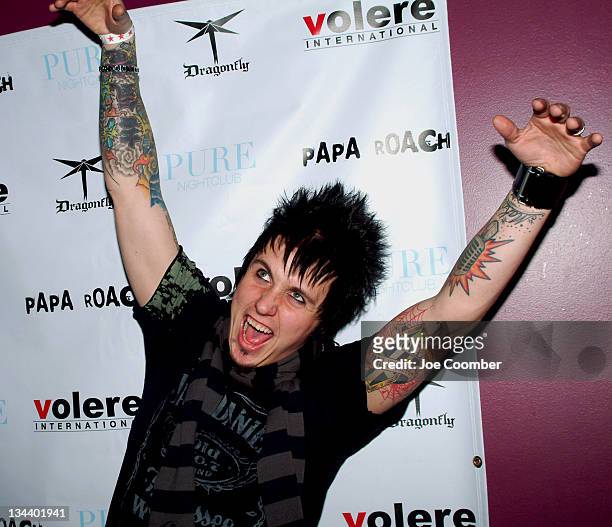 Jacoby Shaddix of Papa Roach during Dragonfly Clothing Launch Party Hosted by Papa Roach at Pure in Las Vegas, Nevada, United States.