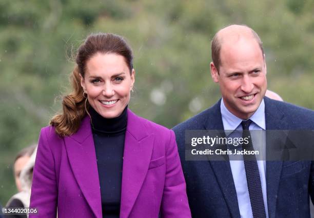 Catherine, Duchess of Cambridge and Prince William, Duke of Cambridge visit the Ulster University Magee Campus on September 29, 2021 in Londonderry,...