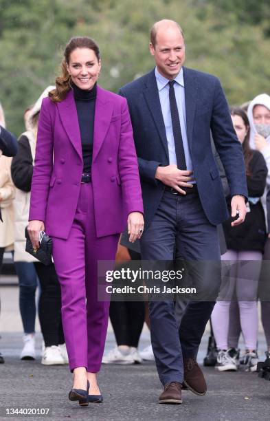 Catherine, Duchess of Cambridge and Prince William, Duke of Cambridge visit the Ulster University Magee Campus on September 29, 2021 in Londonderry,...
