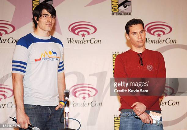 Brandon Routh and Bryan Singer during 2006 Wonder Con - Day Two at Moscone Center West in San Francisco, California, United States.