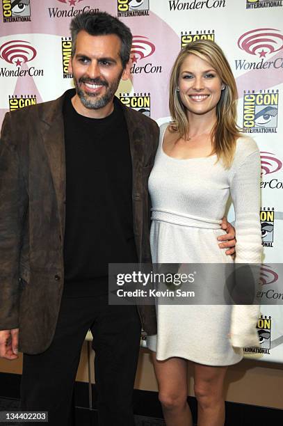 Oded Fehr & Ali Larter during Wonder-Con - Day 2 at Moscone Center in San Francisco, California, United States.