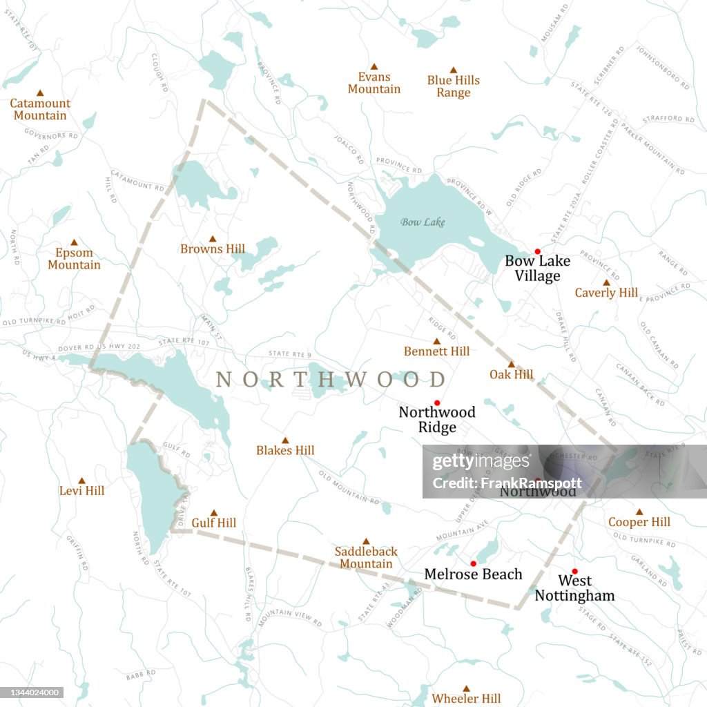 NH Rockingham Northwood Vector Road Map