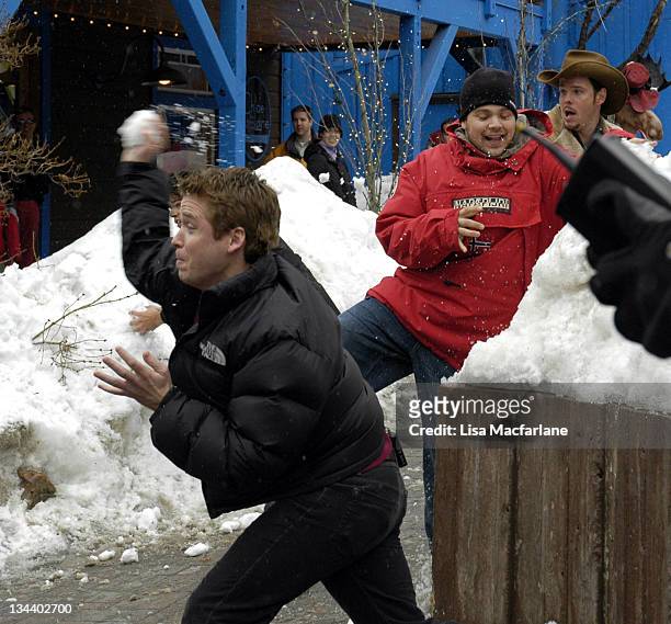 Kevin Connolly, Jerry Ferrara and Kevin Dillon during 2005 Sundance Film Festival - Taping of "Entourage" - January 27, 2005 at Main Street in Park...