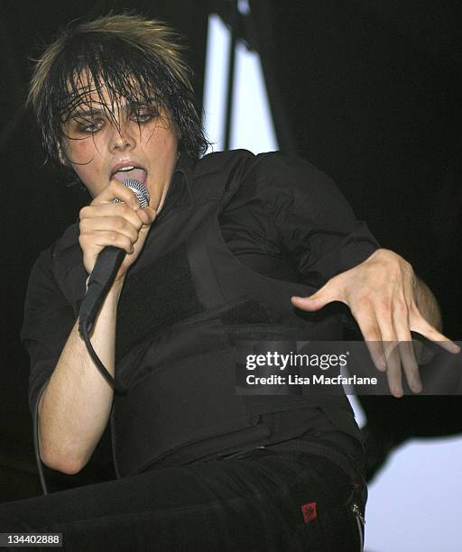 Gerard Way of My Chemical Romance during 2005 Vans Warped Tour - Randall's Island at Randall's Island in New York City, New York, United States.