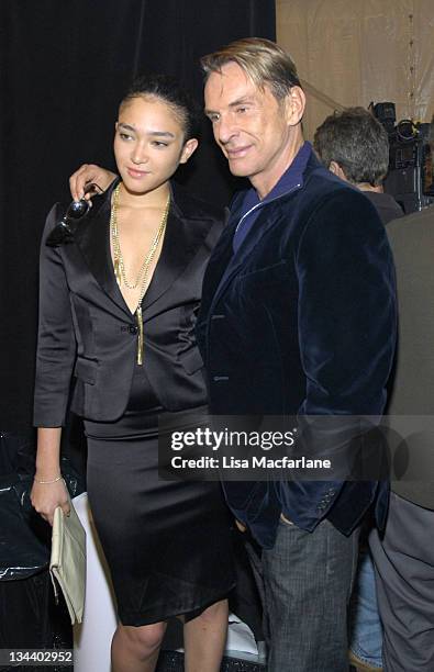 Naima Mora and Wolfgang Joop,designer during Olympus Fashion Week Fall 2006 - Wunderkind - Front Row and Backstage at Bryant Park in New York City,...