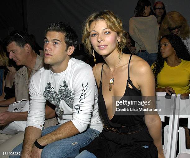 Nick Zano and Rachel Perry during Olympus Fashion Week Spring 2006 - Michael Westley - Front Row at Bryant Park in New York City, New York, United...