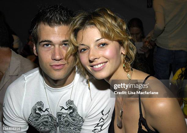 Nick Zano and Rachel Perry during Olympus Fashion Week Spring 2006 - Michael Westley - Front Row at Bryant Park in New York City, New York, United...