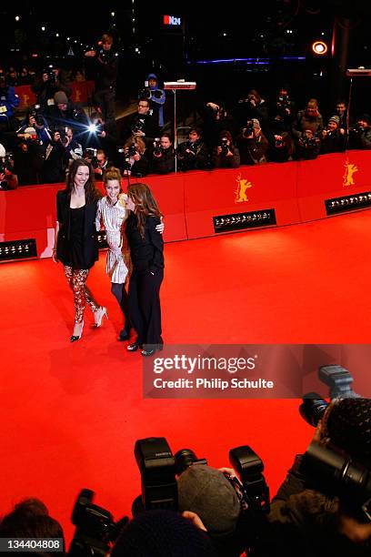 Actresses Rebecca Hall, Amanda Peet and director Nicole Holofcener attend the 'Please Give' Premiere during day six of the 60th Berlin International...