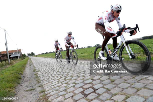 Michael Schär of Switzerland and AG2R Citröen Team during the 118th Paris - Roubaix 2021 - Training Day 1 / #ParisRoubaix / on September 30, 2021 in...