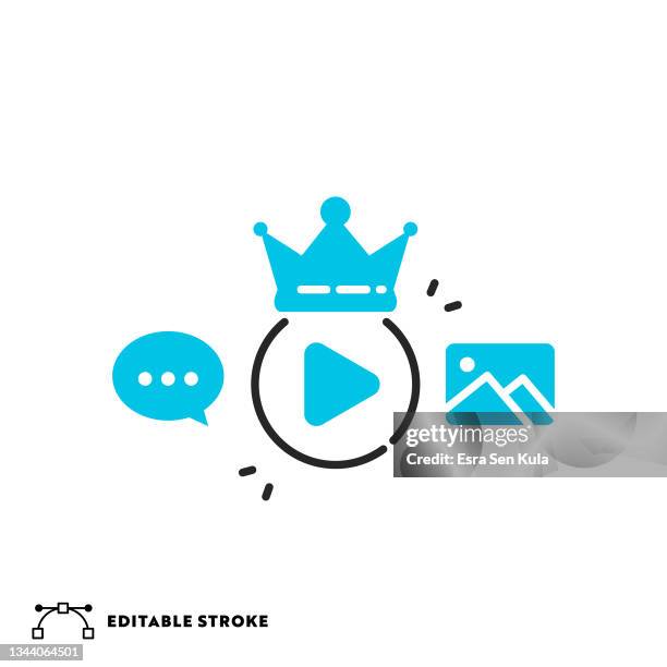 premium content flat line icon with editable stroke - creative director stock illustrations