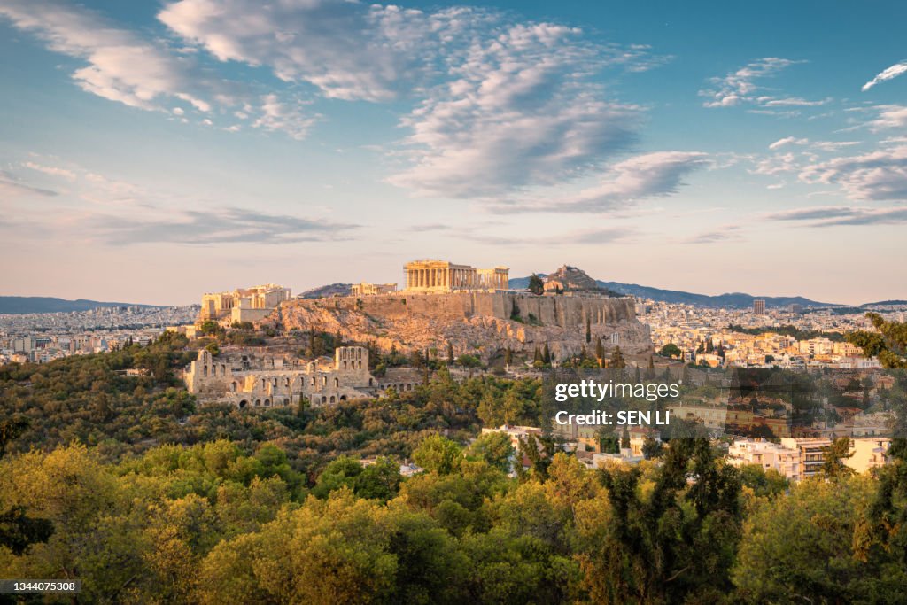 Overlooking the Acropolis at sunset