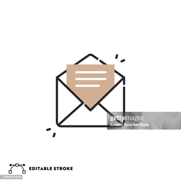 e-mail flat line icon with editable stroke - response team stock illustrations