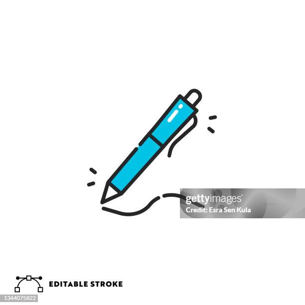 pen flat line icon with editable stroke - pen writing stock illustrations