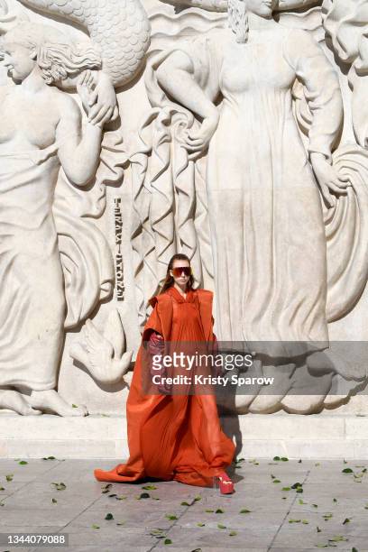 Model walks the runway during the Rick Owens Womenswear Spring/Summer 2022 show as part of Paris Fashion Week on September 30, 2021 in Paris, France.