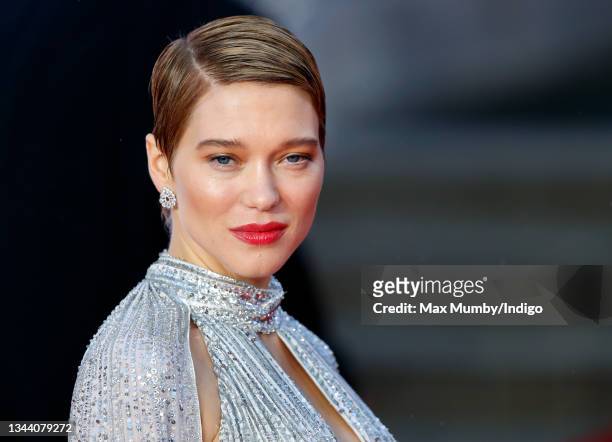 Lea Seydoux attends the "No Time To Die" World Premiere at the Royal Albert Hall on September 28, 2021 in London, England.