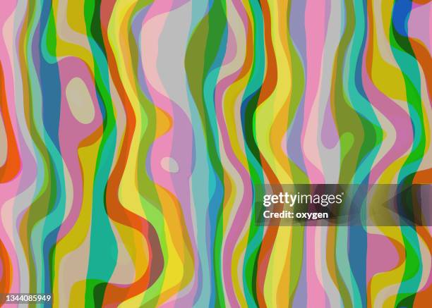 abstract waves  mid-century modern style design  textured retro multi-colored seamless pattern background - purity stock pictures, royalty-free photos & images