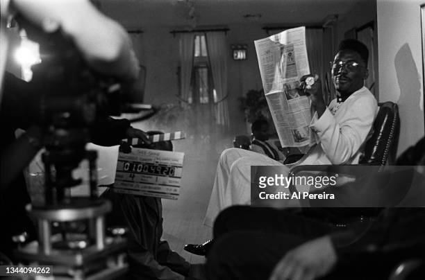 Rapper Big Daddy Kane films his "Smooth Operator" music video at the John Allen Men's Club on July 12, 1989 in New York City.