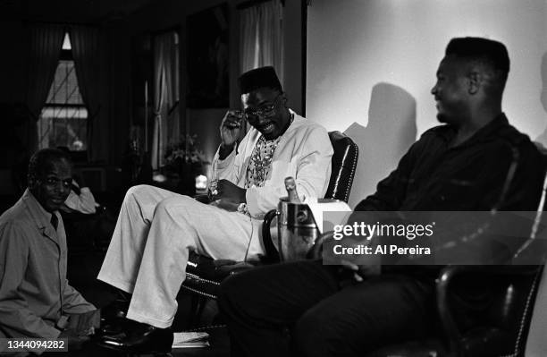 Rapper Big Daddy Kane films his "Smooth Operator" music video at the John Allen Men's Club on July 12, 1989 in New York City.