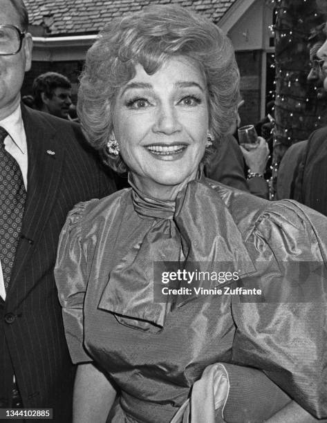 American actress Anne Baxter attends an ABC Fall Preview Party, held at the Lincoln Center for the Performing Arts in New York City, New York, circa...