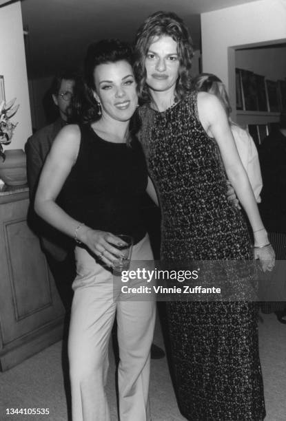 American actress Debi Mazar and American actress and comedian Sandra Bernhard attend the opening night performance of Liza Minnelli's series of...